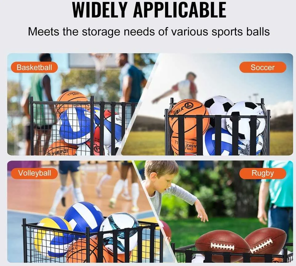 VEVOR Riedantysis sporto kamuolių laikymo vežimėlis