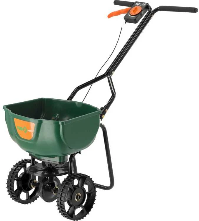 Rotacinis trąšų ir smėlio barstytuvas sodui, 15 litrų talpos, reguliuojamas barstymo plotis, žolės sėklų barstytuvas, druskos barstytuvas