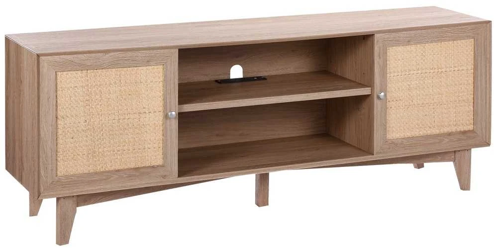 Rotango TV staliukas 191cm TV, ąžuolo apdaila, su rozete, TV spintelė, komoda