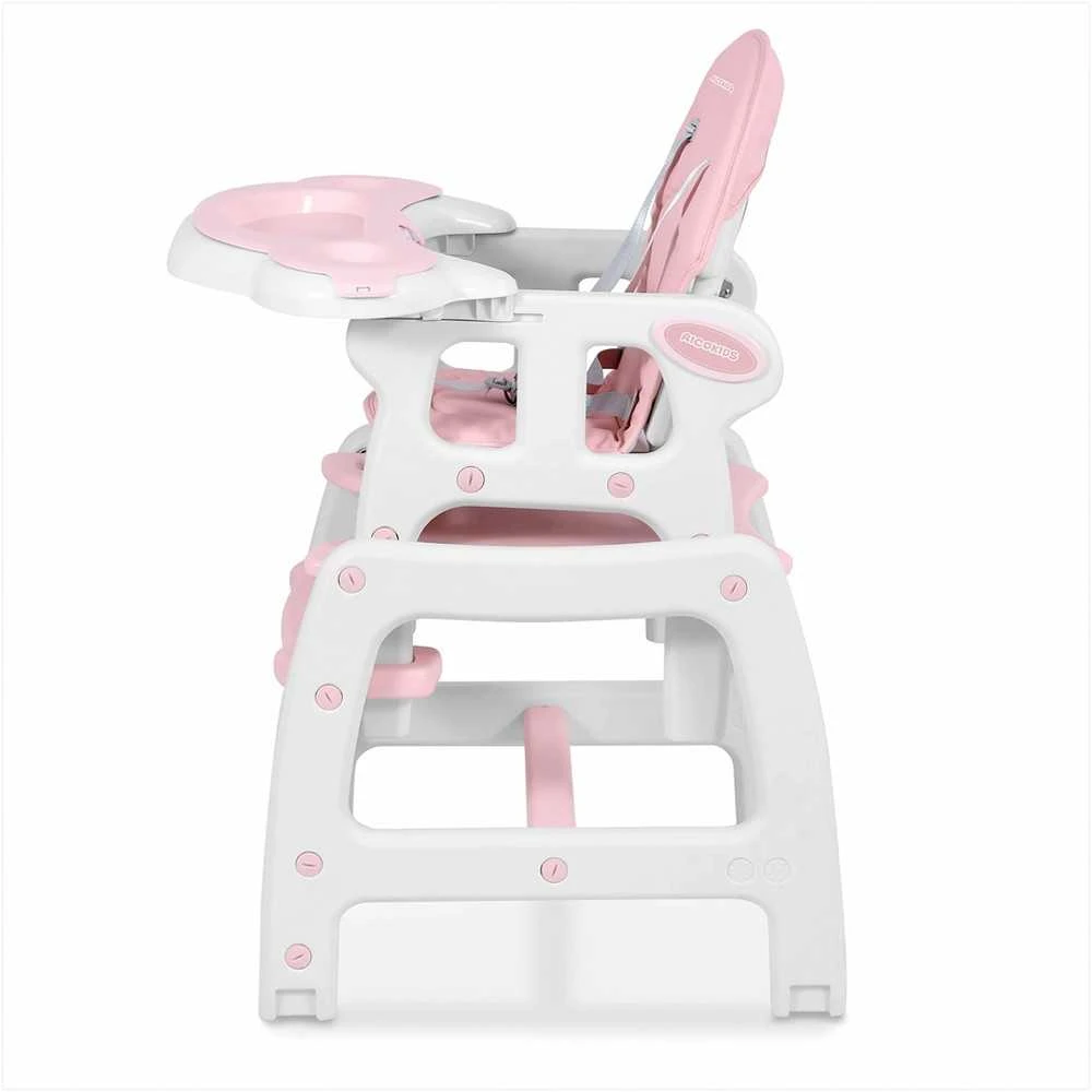 Ricokids Rožinė 5-in-1 kūdikio maitinimo kėdutė, daugiafunkcinė maitinimo kėdutė su reguliuojamu padėklu, supamoji kėdutė, paaukštinimas, vaikiška kėdutė 6-36 mėnesiams