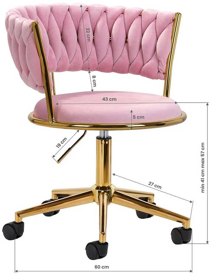 Activeshop Biuro kėdė su ratukais 4Rico QS-GW01G Velvet Rožinė