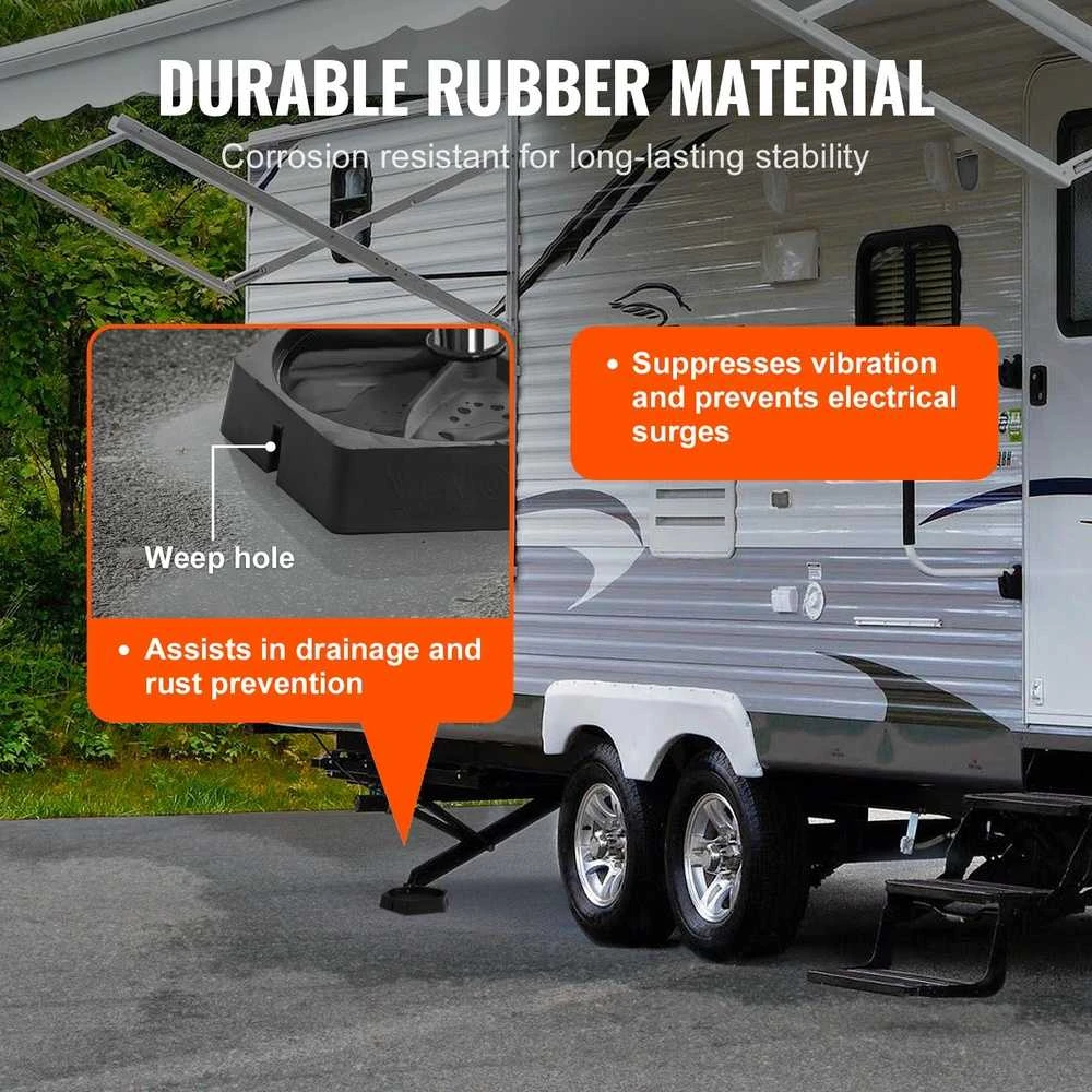RV lygiavimo padėklai 9 colių apvalioms kojelėms, tvirti guminiai atraminiai padėklai, RV stabilizavimo blokai