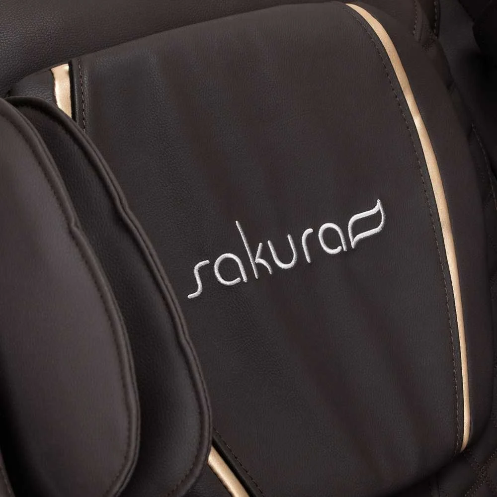 Sakura masažinė kėdė, relaksacinė kėdė su masažu, kėdė nugaros ir pėdų masažui, kėdė su Zero Gravity funkcija, ruda masažinė kėdė