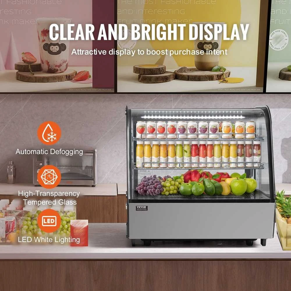Šaldiklis VEVOR Įstiklintas šaldytuvo vitrina kepyklai 115L
