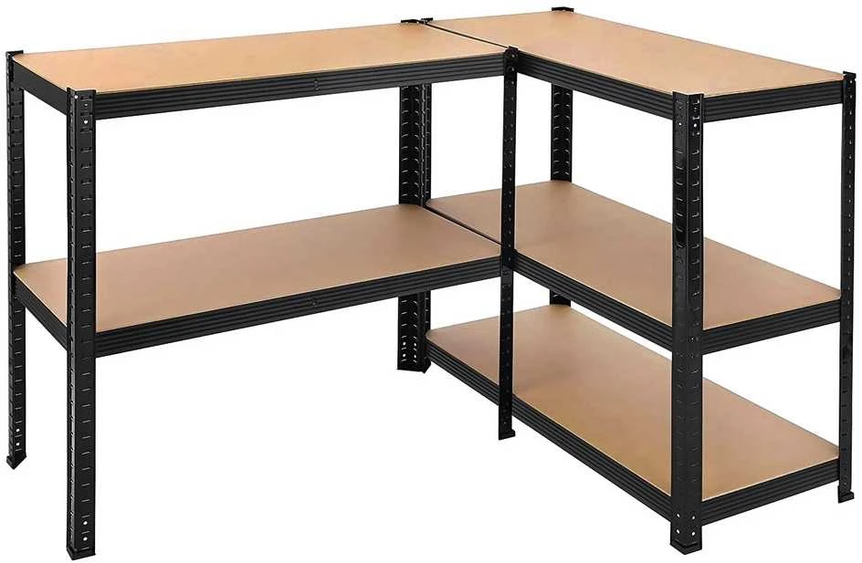 Sandėliavimo stelažas, 5 lentynos, juodas, 150x75x30 cm, 625 kg, lentynų blokas, garažo lentynos, metalinis stelažas, sandėliavimo lentynos