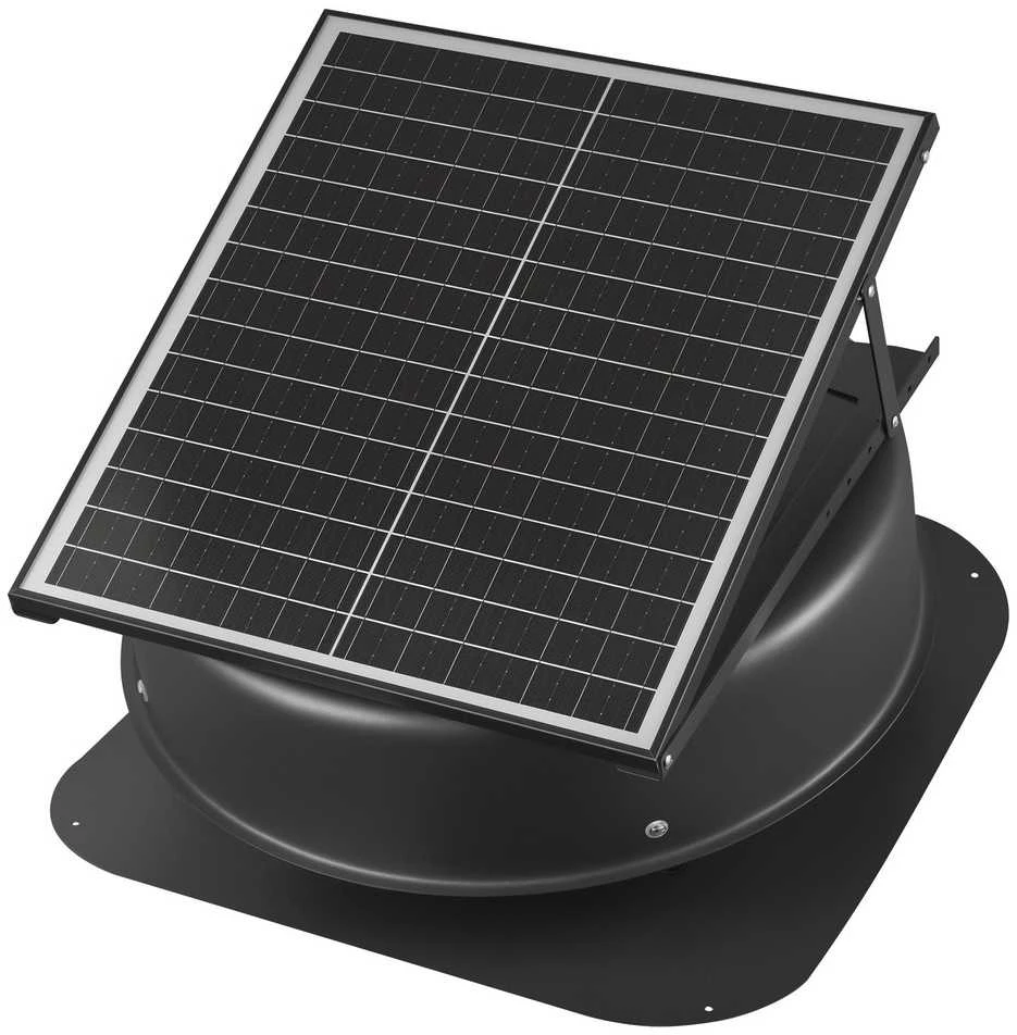 Saulės energija varomas palėpės ventiliatorius, 42W, su termostatu, nuotoliniu valdymu, aliuminio lydinio, juodas, 2800 CFM, stogo ventiliatorius, palėpės aušinimo ventiliator