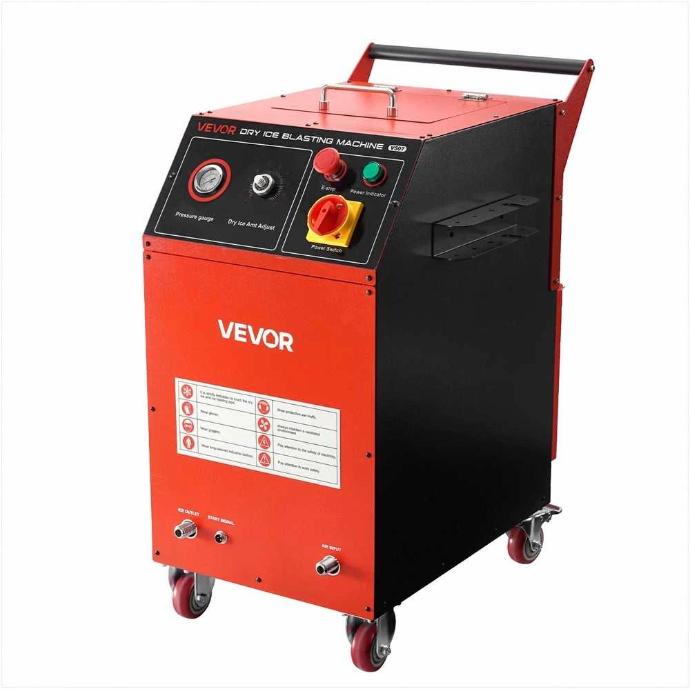 Sauso ledo pūtimo mašina automobiliams, laivams, aviacijai ir chemijos pramonei, 7.5kg talpa su 4 purkštukais, reguliuojamo slėgio mobili sauso ledo valymo mašina, pūtimo valytuvas