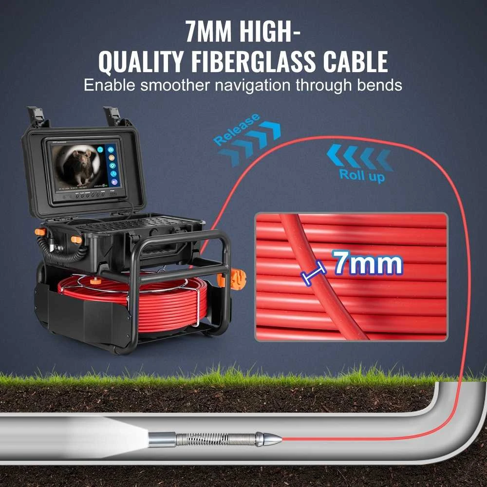 Savaime išsilyginanti kanalizacijos kamera 50.3 m, 512 Hz siųstuvu, 22.9 cm HD ekranu, vamzdžių inspekcinė kamera, vandentiekio įrankis, ortakių apžiūros sistema