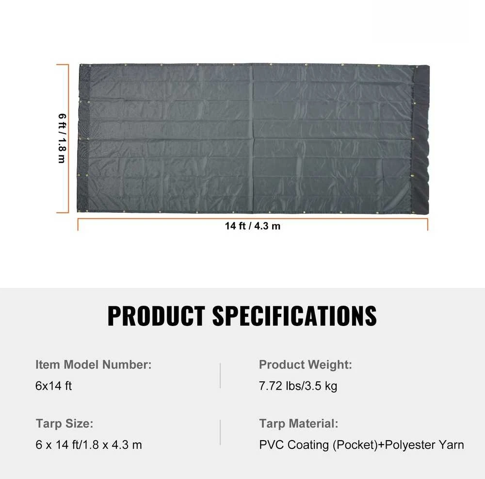 Savivarčio tinklelio tentas, 1,8 x 4,3 m, Juodas
