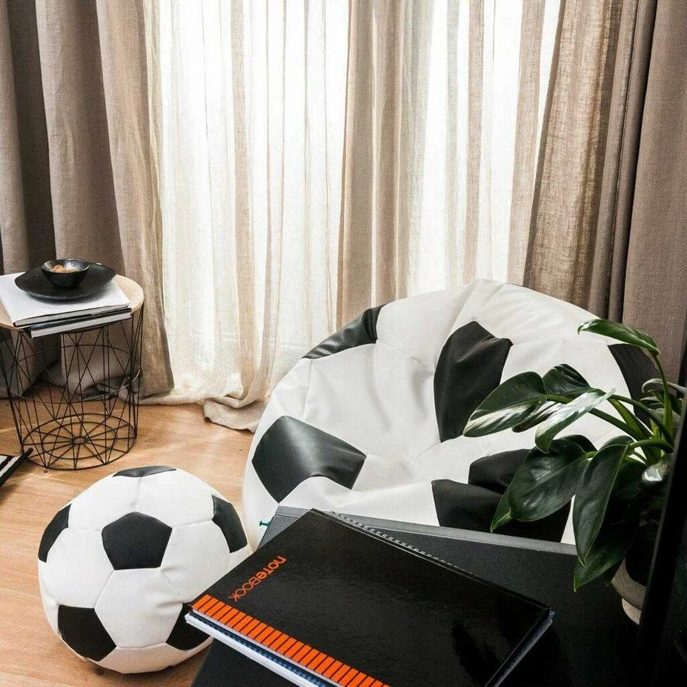 Sėdmaišis su pufu Ball XXXL, baltas/juodas