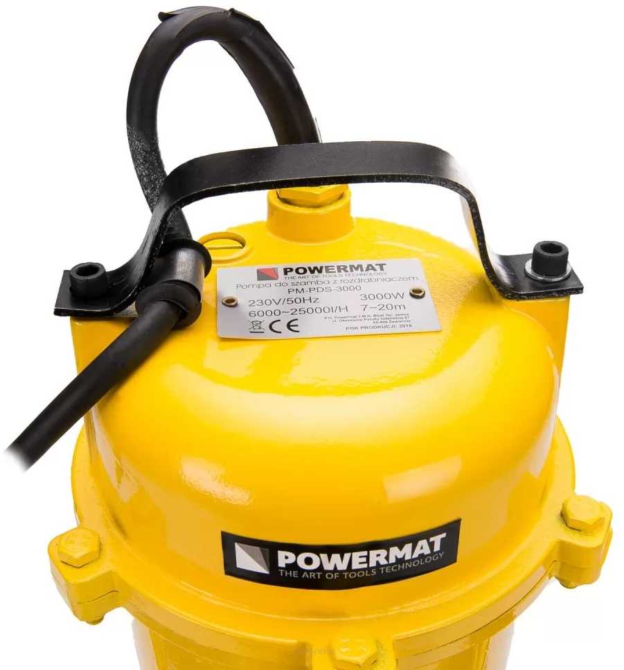 Powermat Septiko siurblys su smulkintuvu, panardinamas nuotekų siurblys, 7-20m kėlimo aukštis, 6000-25000 l/h našumas, ketaus nuotekų siurblys