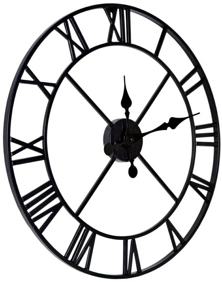 Sieninis laikrodis 50 cm, retro stiliaus, metalinis, juodas, tylus, vintažinis, senovinis, klasikinio dizaino