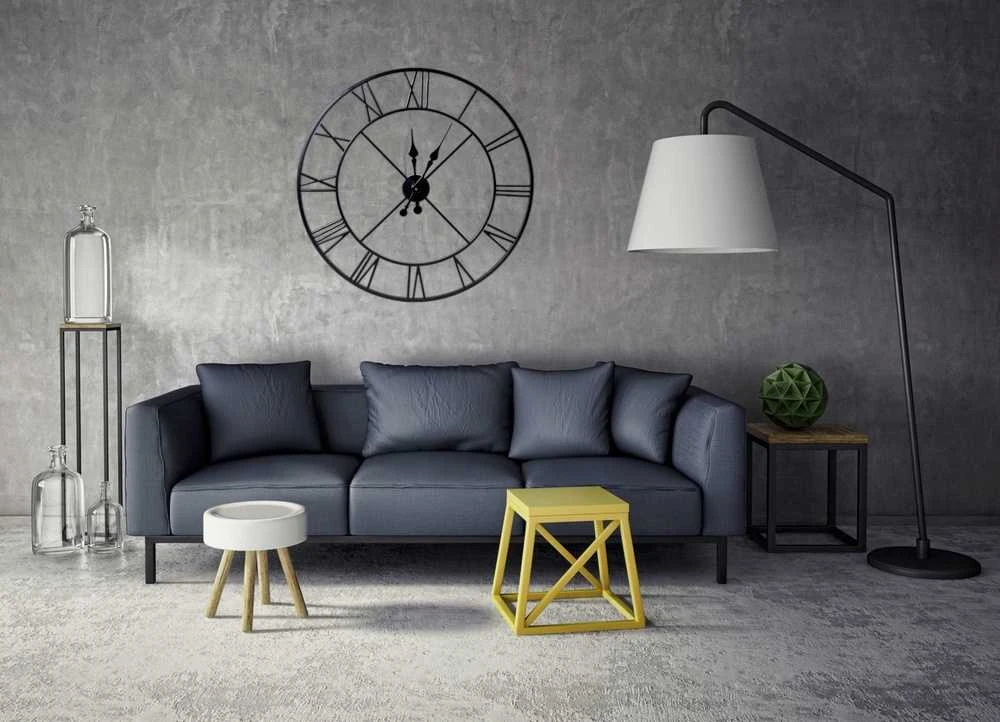 Sieninis laikrodis namams, 80 cm, juodo metalo, retro stiliaus, dekoratyvinis, vintažinis, senovinio stiliaus, didelis