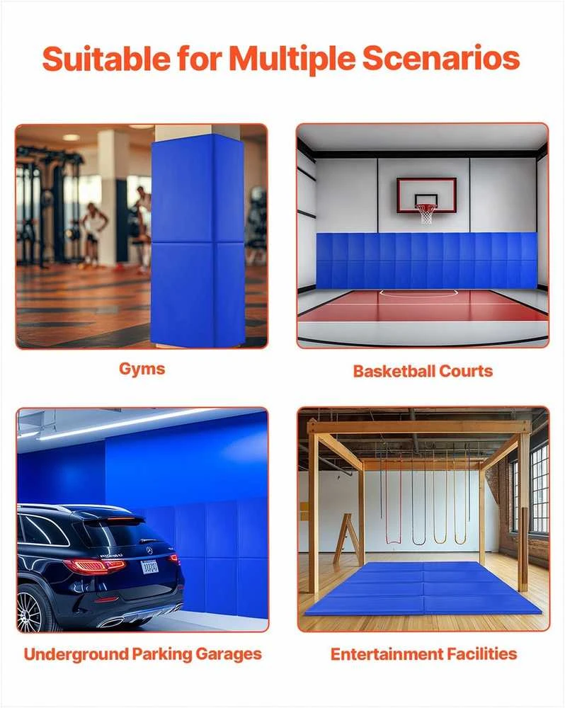 Sienų apsauga sporto salėms ir krepšinio aikštelėms, atsparus plyšimui didelio tankio putplasčio sienos kilimėlis, nuimama apsauginė danga garažui ir rūsiui, minkšta sienų danga