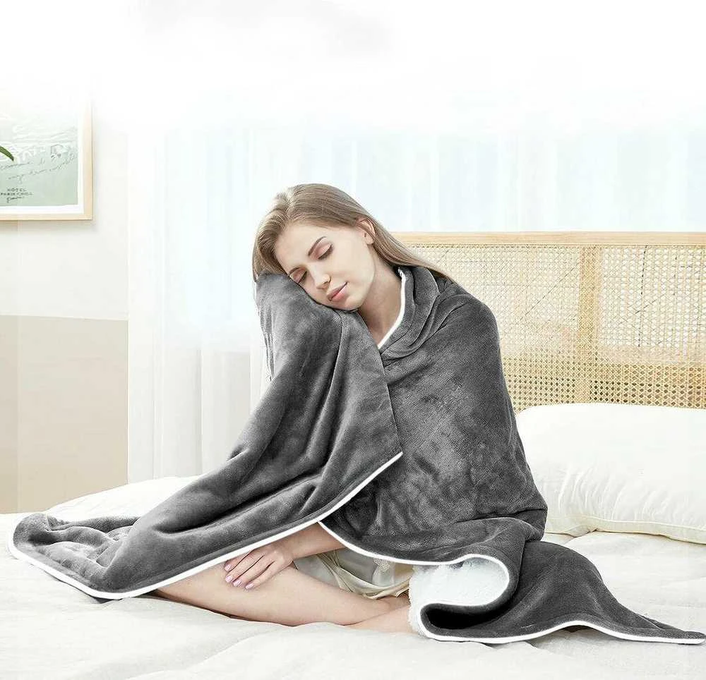Šildanti antklodė Gris, 1 vnt., Elektrinė šildomoji antklodė GRIS pilka 160x130 cm