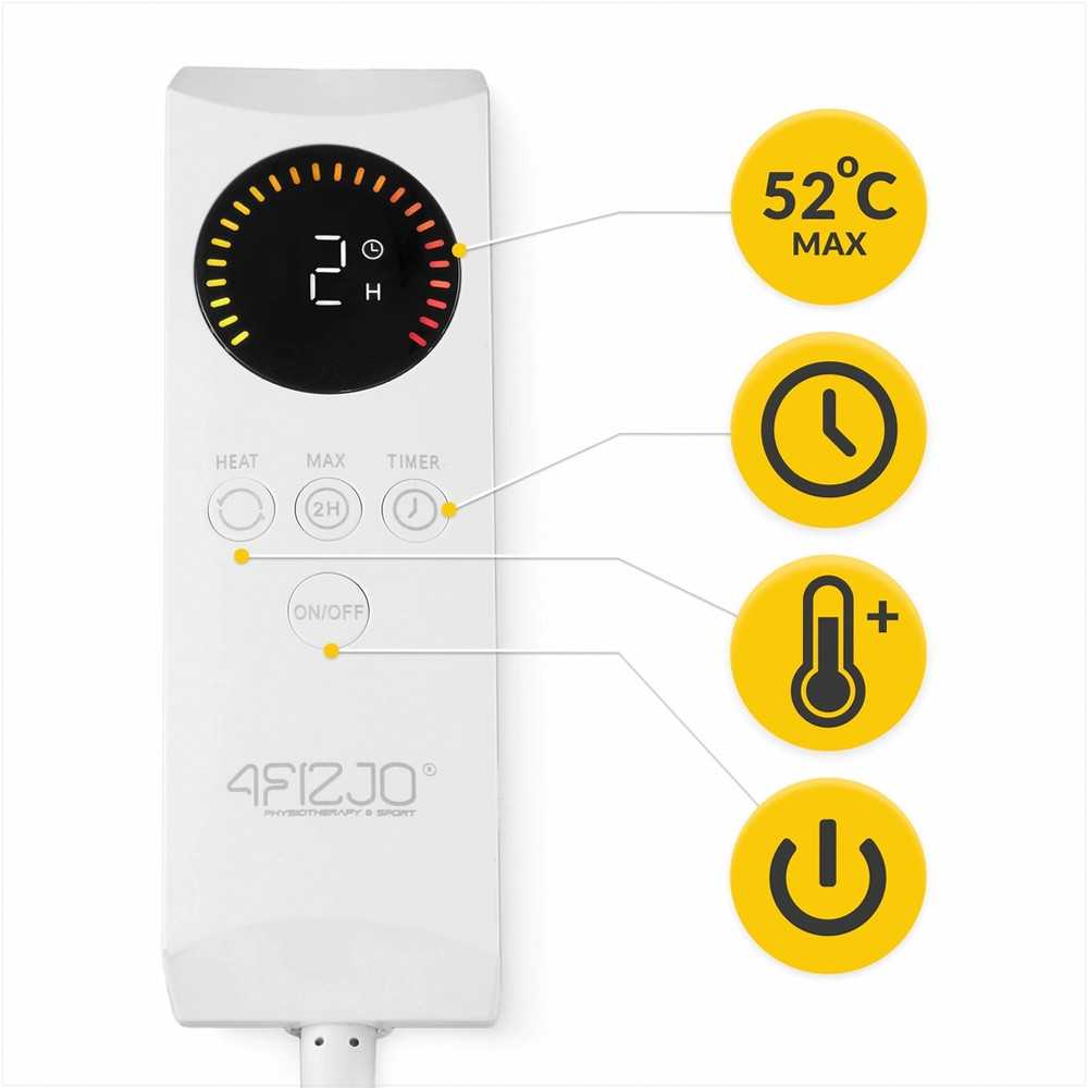 4Fizjo Šildoma elektrinė antklodė, pilka poliarinė vilna, reguliuojama temperatūra, vienam asmeniui, jaukus pledas