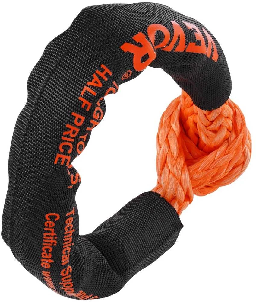 Sintetiniai minkšti šakliai, 2 vnt., 20 t, oranžinė vilkimo virvė, 12.7 mm, lengvi, gelbėjimo stropas, buksyravimo lynas