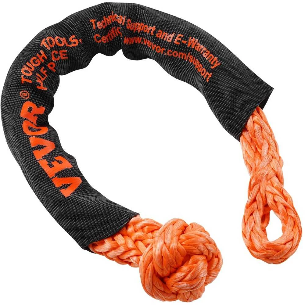 Sintetiniai minkšti šakliai, 2 vnt., 20 t, oranžinė vilkimo virvė, 12.7 mm, lengvi, gelbėjimo stropas, buksyravimo lynas