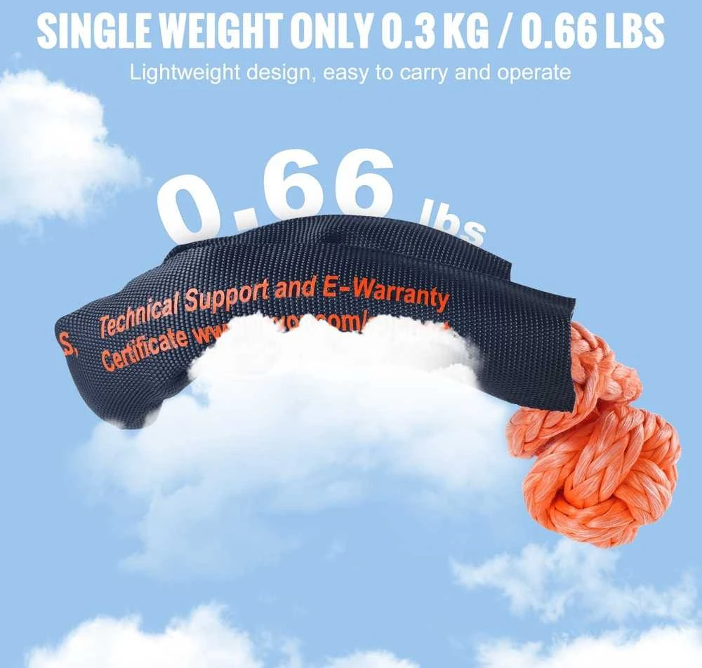 Sintetiniai minkšti šakliai, 2 vnt., 20 t, oranžinė vilkimo virvė, 12.7 mm, lengvi, gelbėjimo stropas, buksyravimo lynas