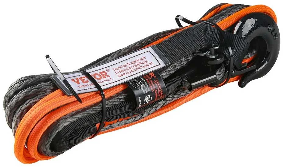 Sintetinis gervės lynas, 6.4 mm x 15.2 m, 44.5 kN, su apsauga, ATV, UTV, visureigiui, tvirtas, gervės trosas, bekelės aksesuaras