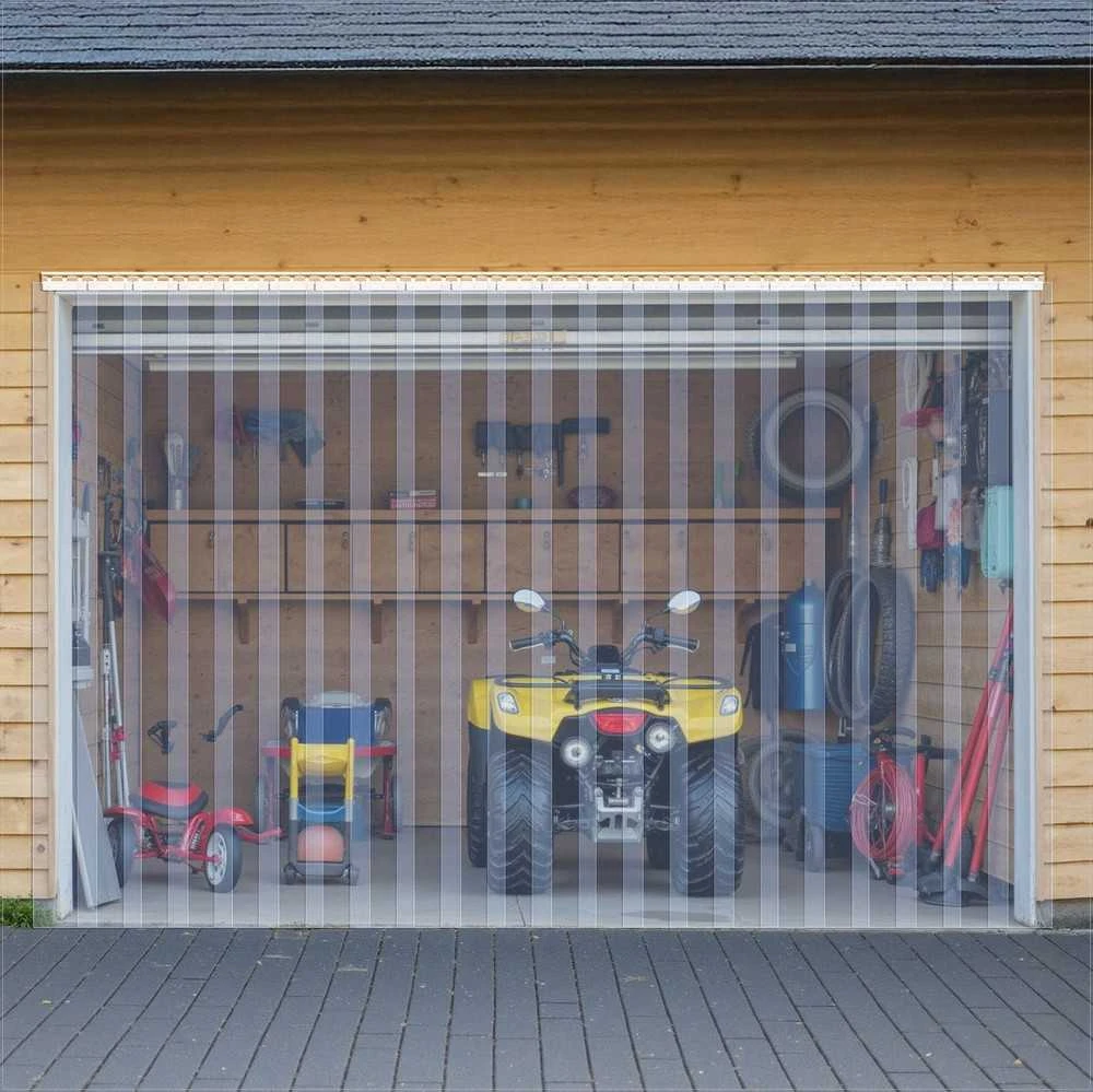Skaidri PVC juostinė užuolaida, 2.4m x 1.5m, 10 vnt. šaldymo kameroms ir sandėliams, lanksčios plastikinės durų juostos, vandeniui atspari termoizoliacinė užuolaida, pramoninė apsauga