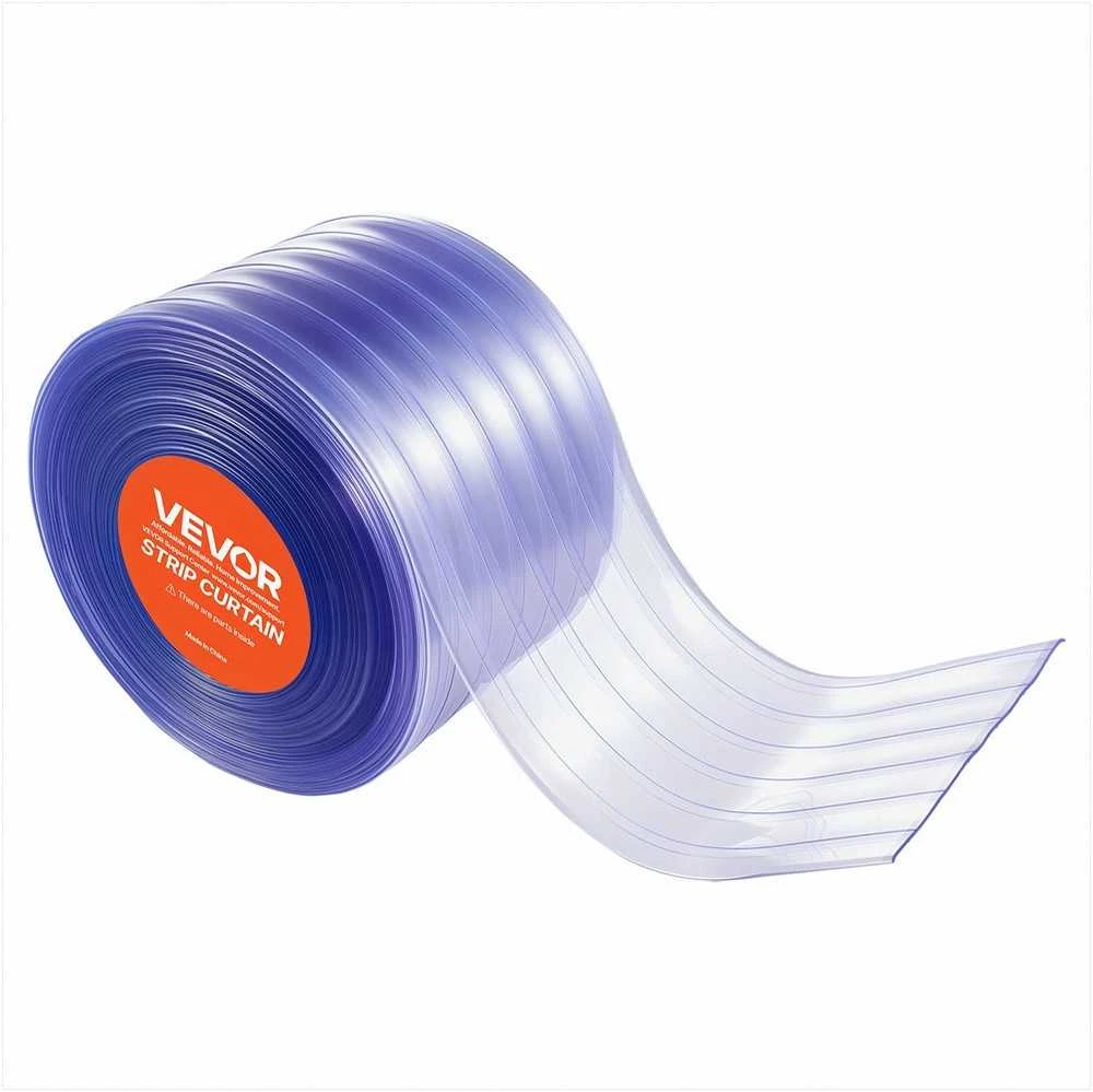Skaidri PVC juostinė užuolaida durims, rifliuotas ritinys, termiškai izoliuota plastikinė durų uždanga, šaldymo kamerų juostos sandėliams ir garažams