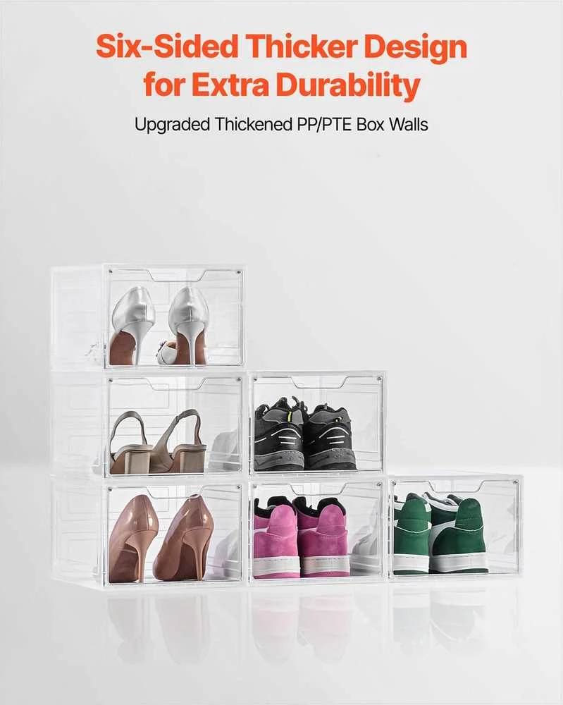 Skaidrios sukraunamos batų laikymo dėžės, magnetinės permatomos dėžutės batams ir aksesuarams, batų dėklas, batų organizatorius, laikymo dėžė, avalynės dėžutė