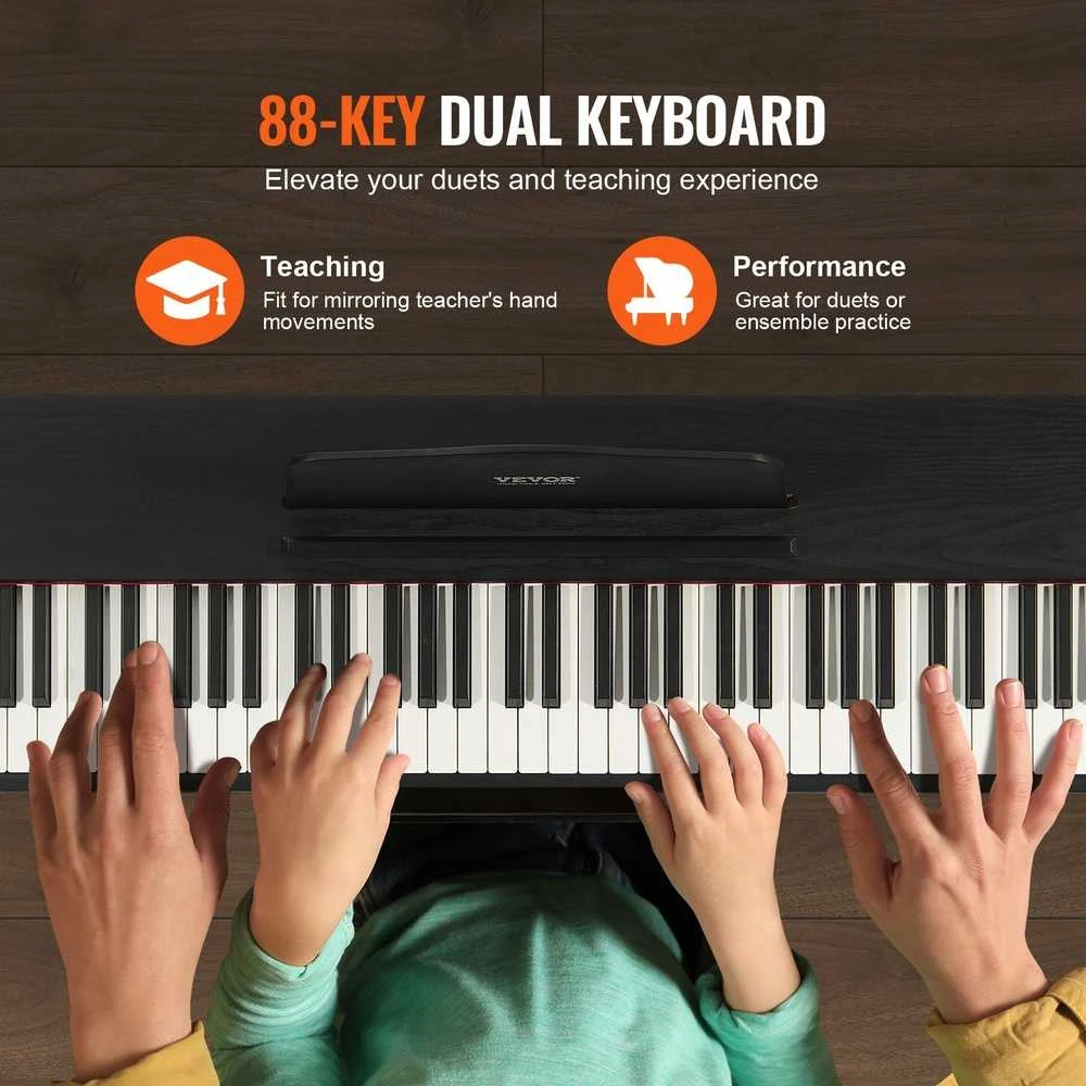 Skaitmeninis pianinas 88 klavišai su svareliais, dvigubas režimas + suoliukas, elektrinis pianinas