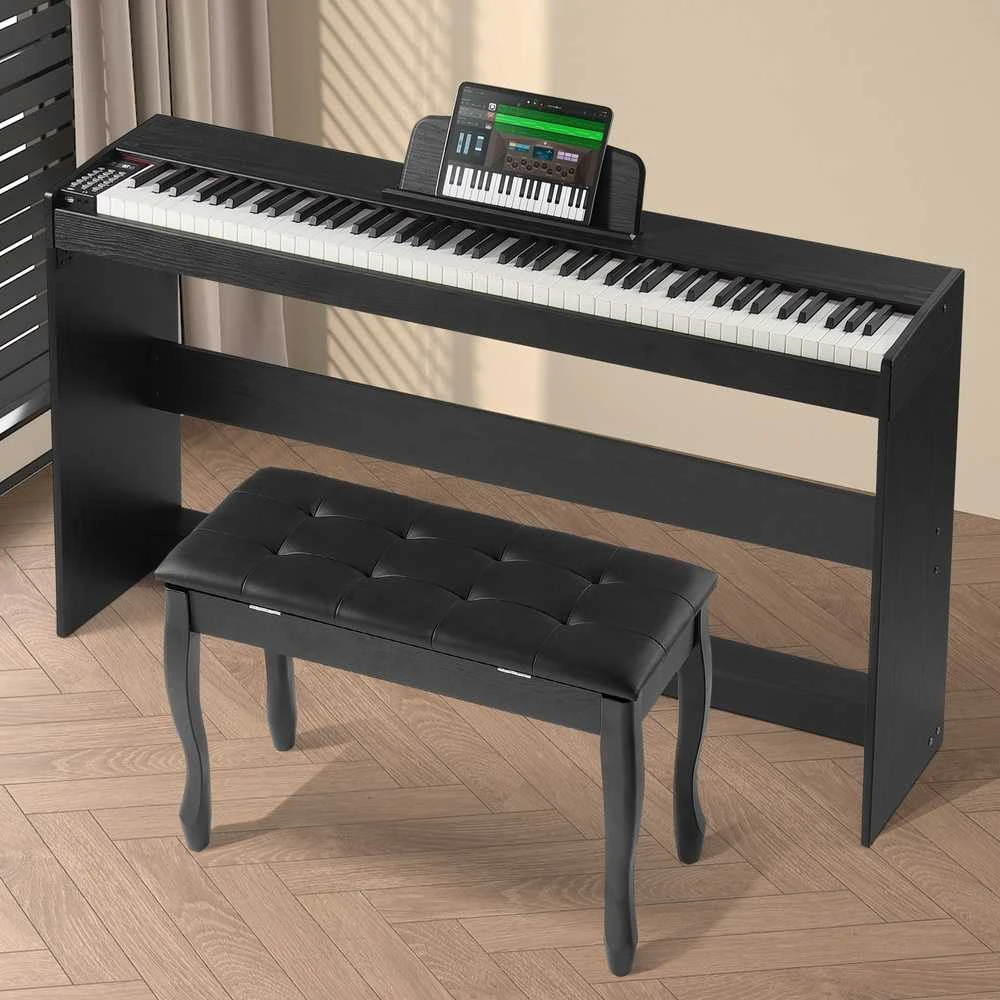 Skaitmeninis pianinas 88 klavišai su svareliais, dvigubas režimas + suoliukas, elektrinis pianinas