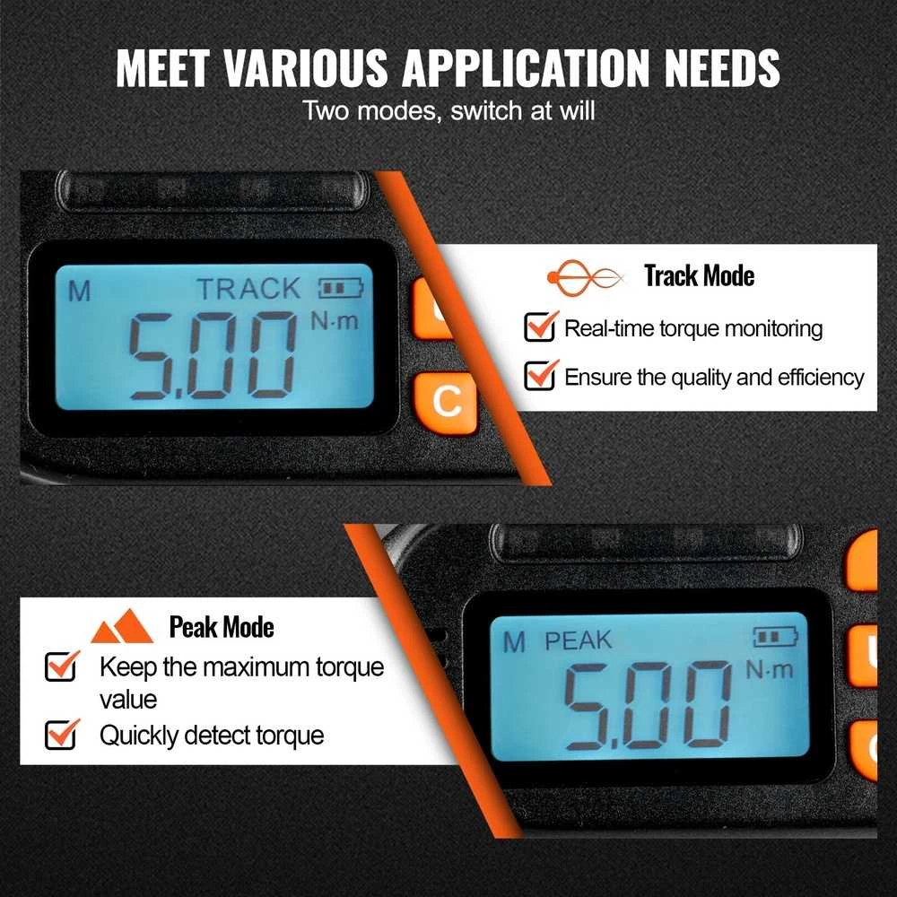Skaitmeninis sukimo momento atsuktuvas, 1/4", LCD ekranas, 2.65-70.67 in-lbs, reguliuojamas, elektrikams, tikslus sukimo momento reguliavimas
