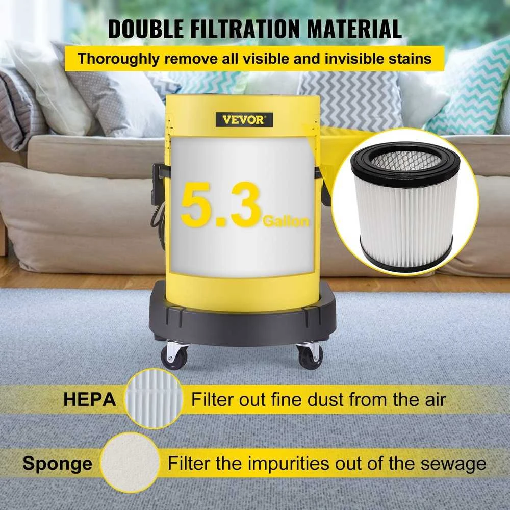 Dulkių siurblys VEVOR Šlapias ir sausas siurblys, 20 l, 4-in-1