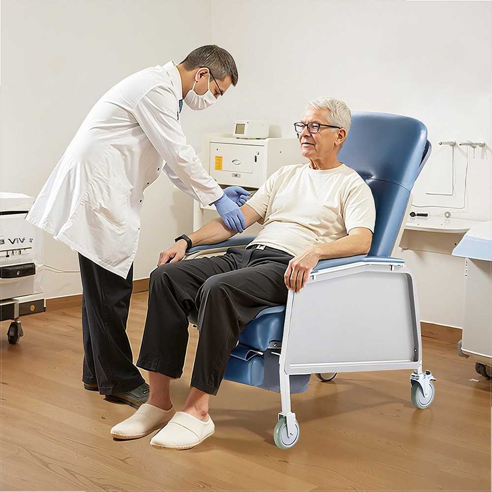 VEVOR Reguliuojama geriatrinė kėdė su staliuku