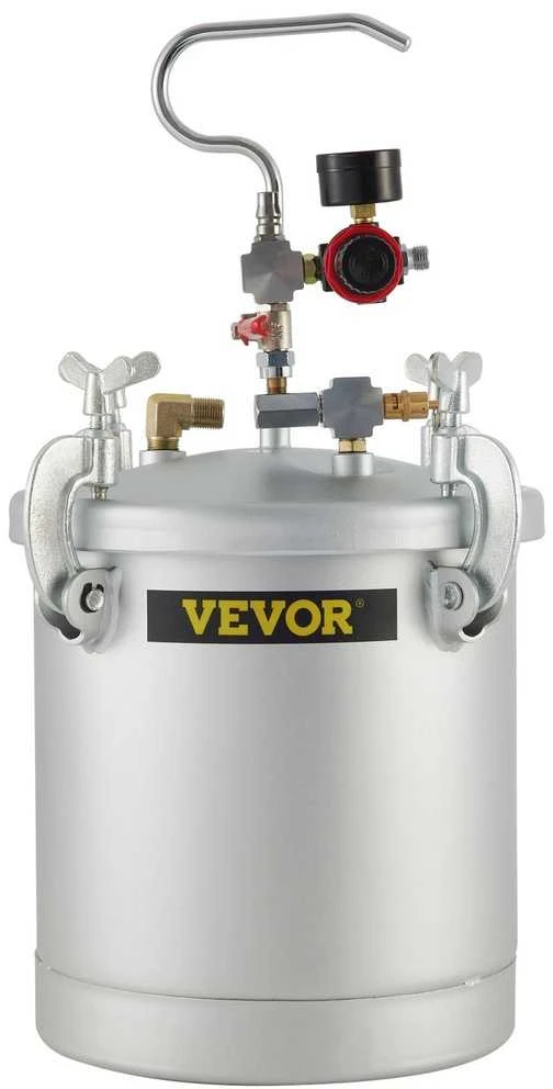 Slėginis dažų bakas, 10 litrų, purškimo pistoletas, žarnos, šepetys, instrukcija