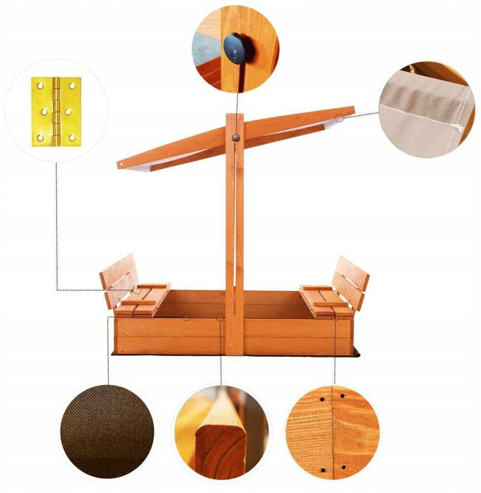 Smėlio dėžė SunWood, medinė, 120x120x120 cm