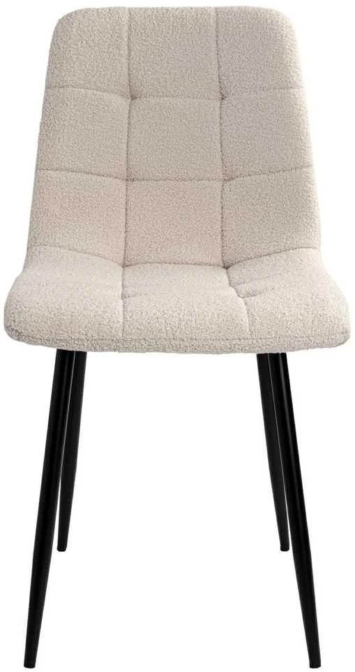 Smėlio spalvos boucle valgomojo kėdė, minkštas Teddy audinys, metalinės kojos, modernus dizainas, akcento kėdė, virtuvės kėdė, svetainės kėdė, šiuolaikiška kėdė