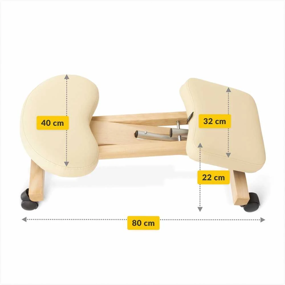 4Fizjo Smėlio spalvos klūpima kėdė, namų biurui, ergonominė laikysenos atrama, reguliuojamo aukščio klūpima kėdė, patogi darbo kėdė