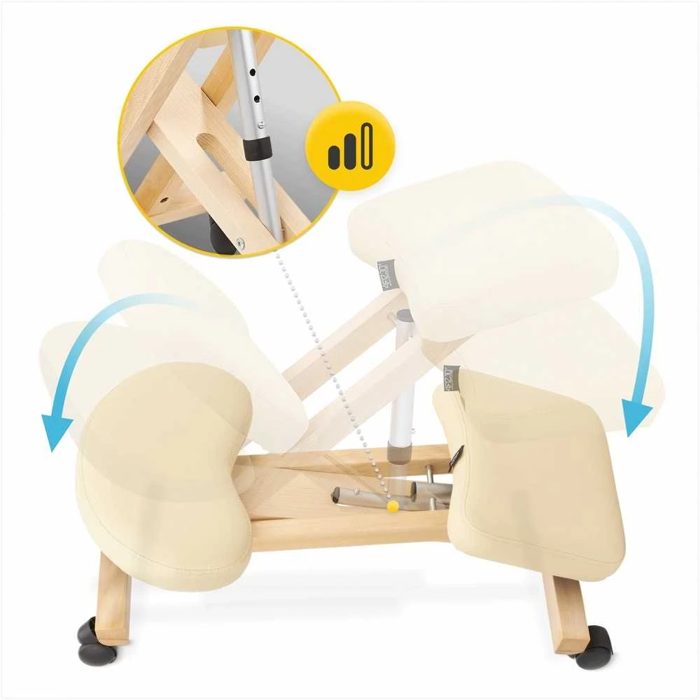 4Fizjo Smėlio spalvos klūpima kėdė, namų biurui, ergonominė laikysenos atrama, reguliuojamo aukščio klūpima kėdė, patogi darbo kėdė