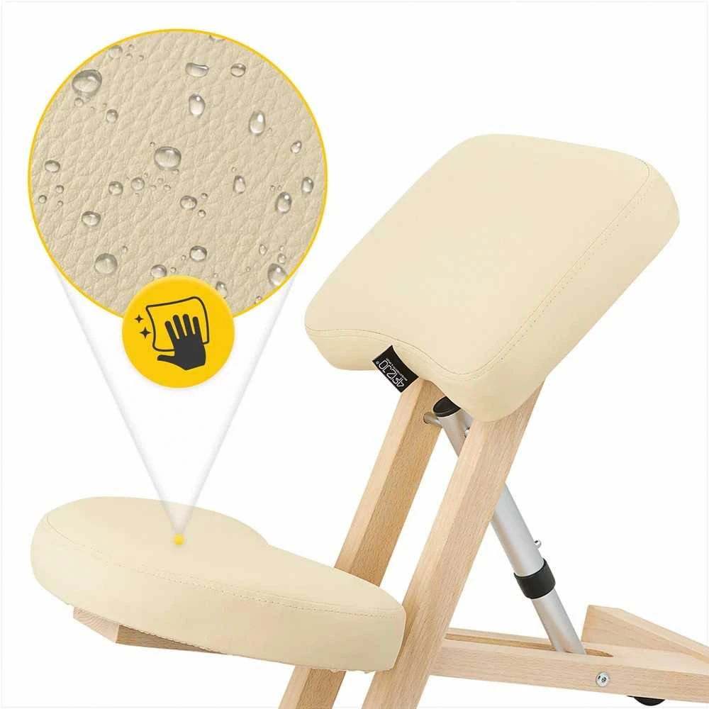 4Fizjo Smėlio spalvos klūpima kėdė, namų biurui, ergonominė laikysenos atrama, reguliuojamo aukščio klūpima kėdė, patogi darbo kėdė
