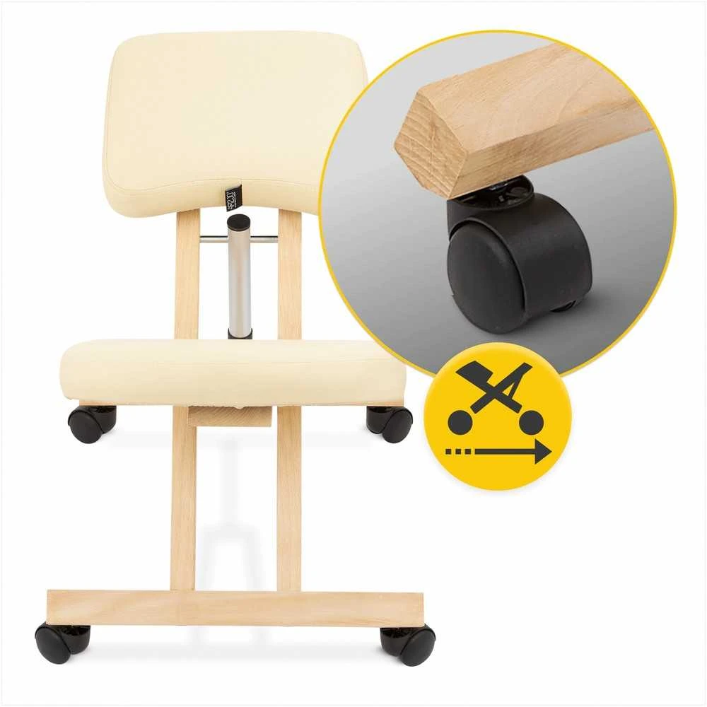 4Fizjo Smėlio spalvos klūpima kėdė, namų biurui, ergonominė laikysenos atrama, reguliuojamo aukščio klūpima kėdė, patogi darbo kėdė
