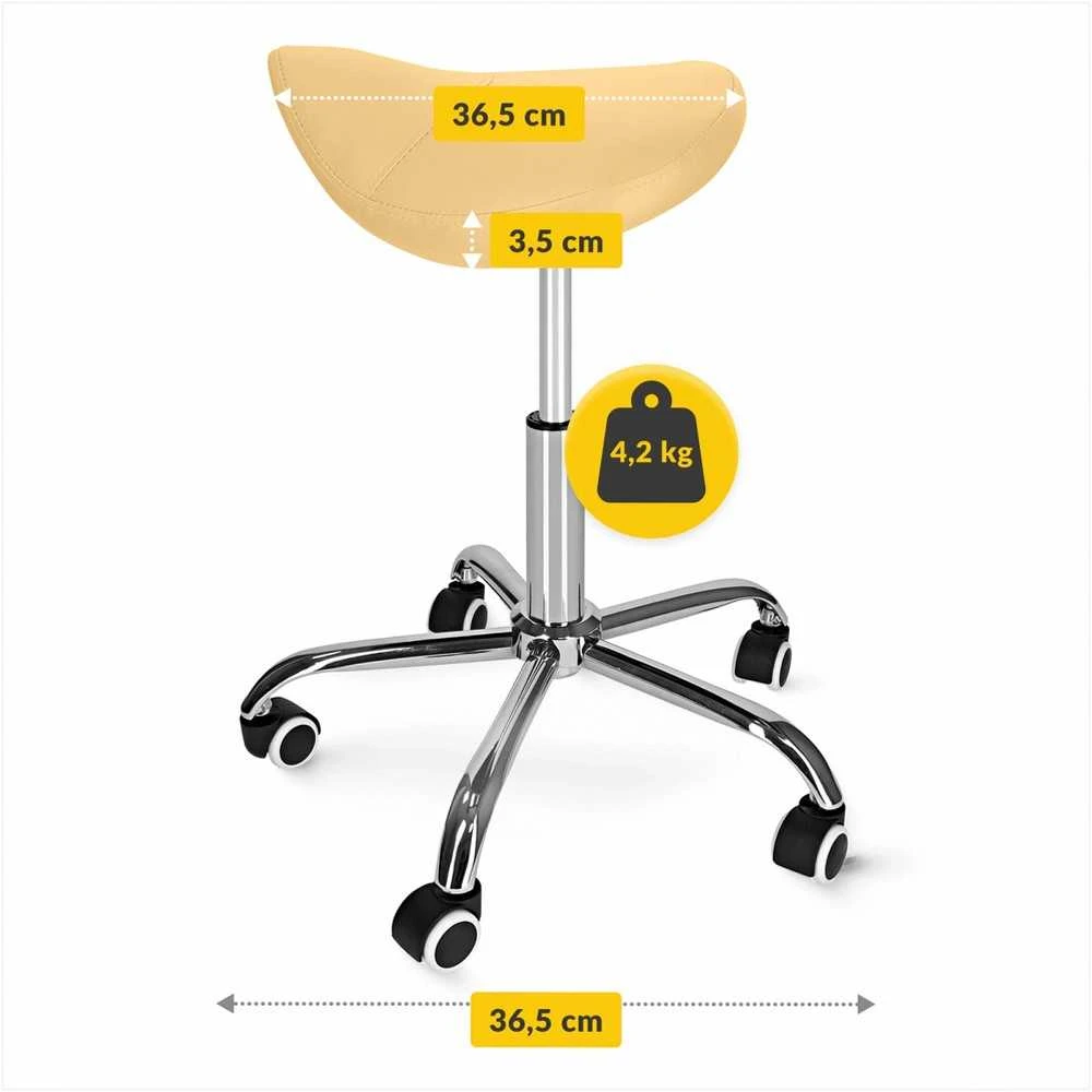 4Fizjo Smėlio spalvos masažo kėdė, balno kėdė terapijai, reguliuojamo aukščio medicininė kėdė, patogi terapijos kėdė, ergonomiška procedūrinė kėdė