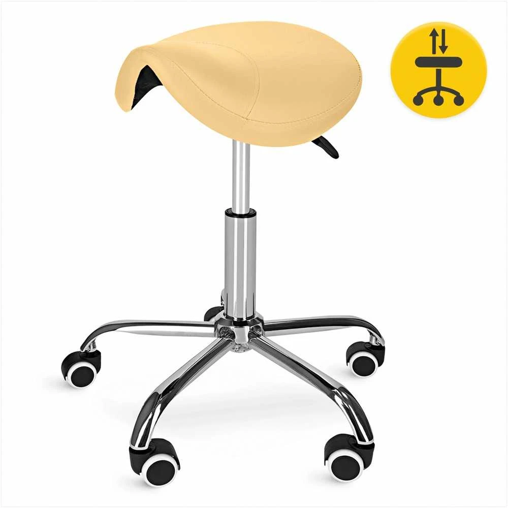 4Fizjo Smėlio spalvos masažo kėdė, balno kėdė terapijai, reguliuojamo aukščio medicininė kėdė, patogi terapijos kėdė, ergonomiška procedūrinė kėdė