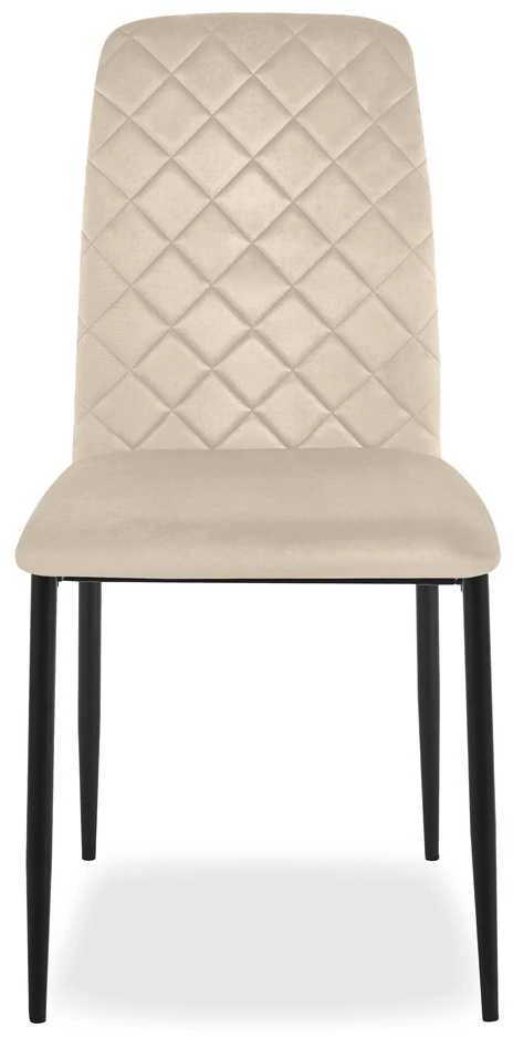 Smėlio spalvos velvetinis valgomojo kėdė, geometrinio dygsniavimo minkšta sėdynė, metalinės kojos, virtuvės kėdė, modernus valgomojo baldas