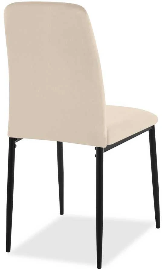 Smėlio spalvos velvetinis valgomojo kėdė, geometrinio dygsniavimo minkšta sėdynė, metalinės kojos, virtuvės kėdė, modernus valgomojo baldas