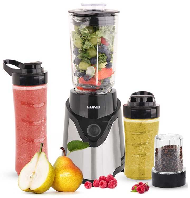 Smoothie maišytuvas 500W, su stikliniu kaušeliu ir smulkintuvu, juodas