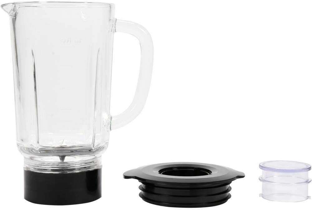 Smoothie maišytuvas 500W, su stikliniu kaušeliu ir smulkintuvu, juodas