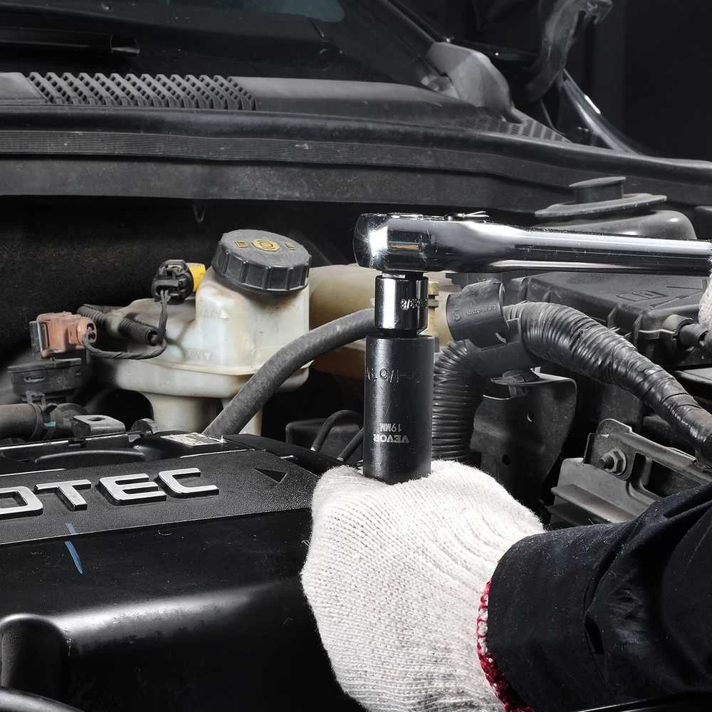 Smūginės galvutės 15 vnt., 3/8" kvadratas, 6 briaunos, komplektas su dėklu, auto remontui, galvučių rinkinys, įrankių komplektas