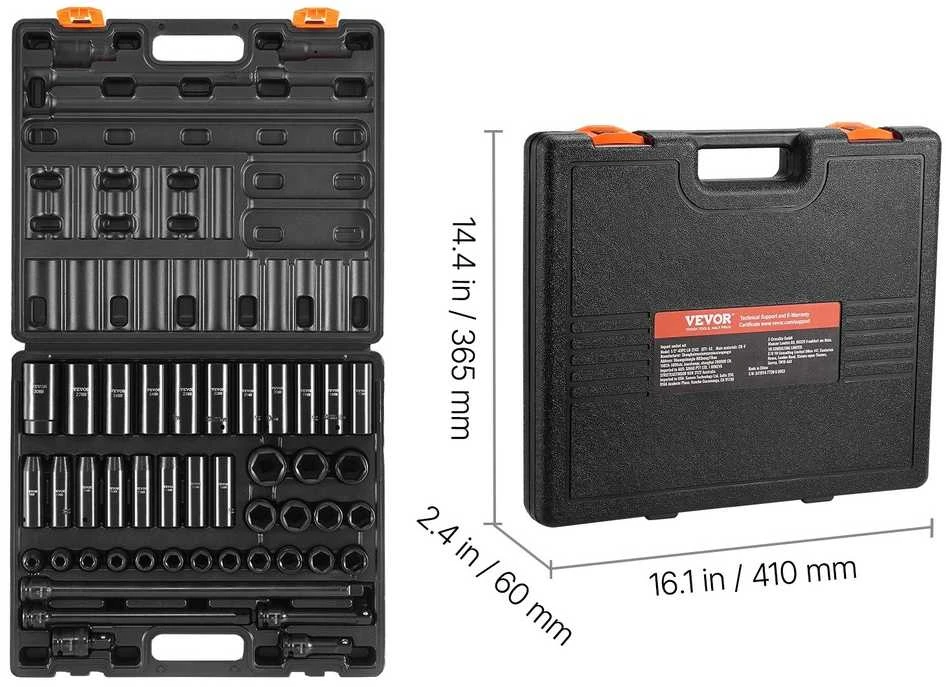 VEVOR Poveikio galvučių rinkinys 1/2 colio, 43 vnt.
