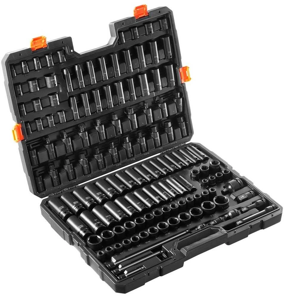 VEVOR Smūginiai veržliarakčiai 130 vnt. 3/8" ir 1/2"