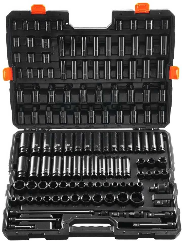 VEVOR Smūginiai veržliarakčiai 130 vnt. 3/8" ir 1/2"