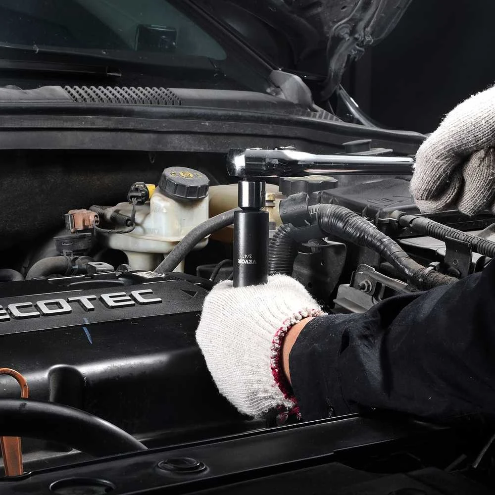 Smūginių galvučių komplektas 59 vnt., 6-kampės, 3/8" ir 1/2" antgaliai, auto remonto įrankių rinkinys, galvučių komplektas automobiliui